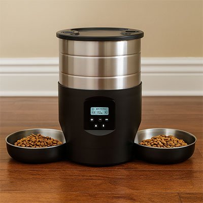 Distributeur de croquettes pour chat noir 