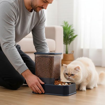 Distributeur de croquettes pour Chat noir 