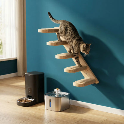 Escalier Bois pour Hamac Chat Mural | FélinConfort