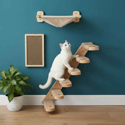 Escalier Bois pour Hamac Chat Mural | FélinConfort